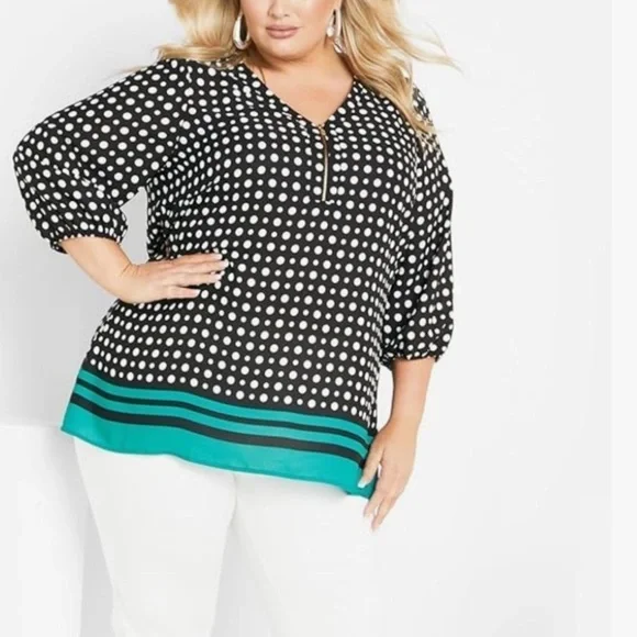 -New Avenue Women's Plus Size Top Malia Zip​ - Picture 4 of 4